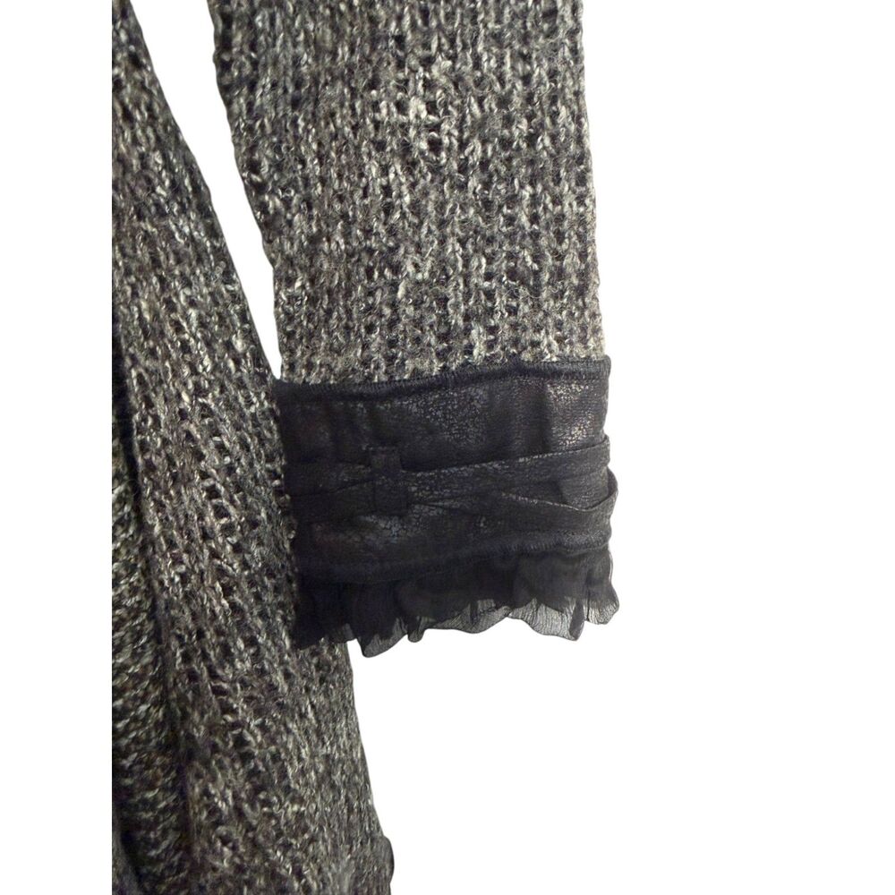 Dolce Cabo Boucle Cardigan Sweater Racoon Fur Witchy Grunge Goth Punk Medium - Picture 5 of 7